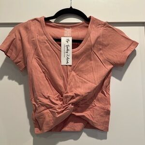 Twist crop ribbed Tee